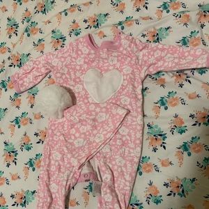 Pink Heart Onesie set (Hat included)